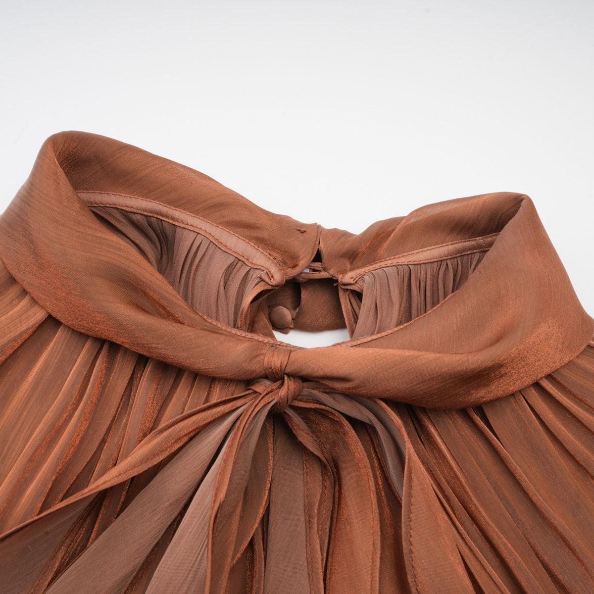 Mila Brown Pleated Satin Maxi Dress (Final Sale-US Only)