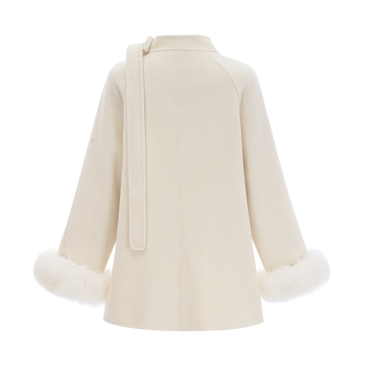 Colette white wool fur bowknot coat