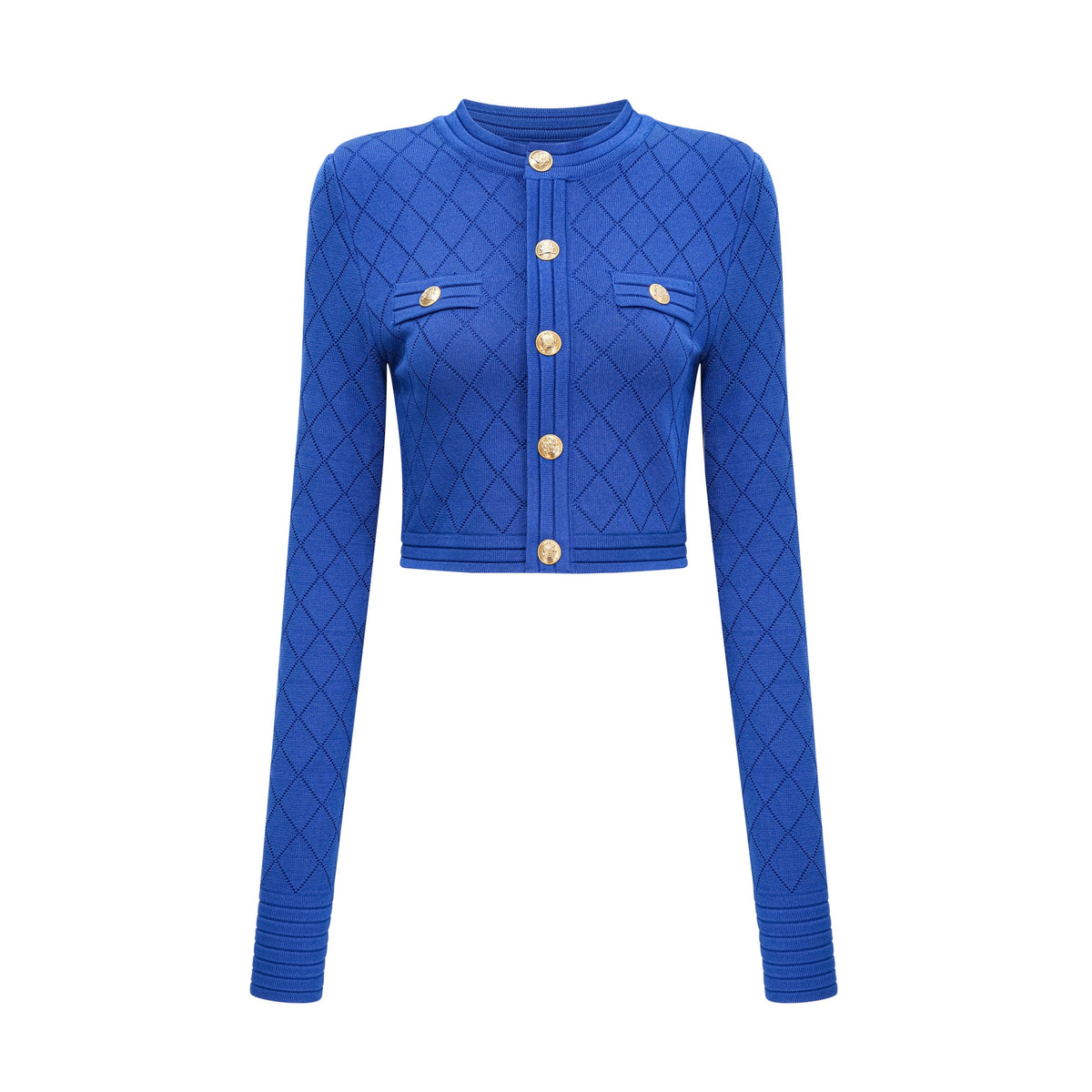 Maëlys blue button-detail knitted top & skirt matching set