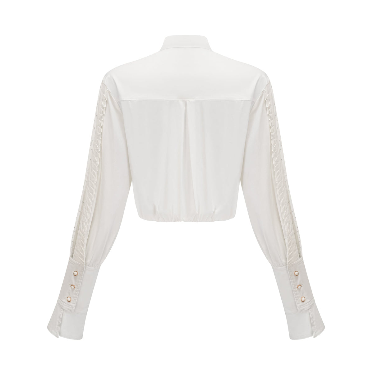 Céleste white pleated scarf-collar shirt