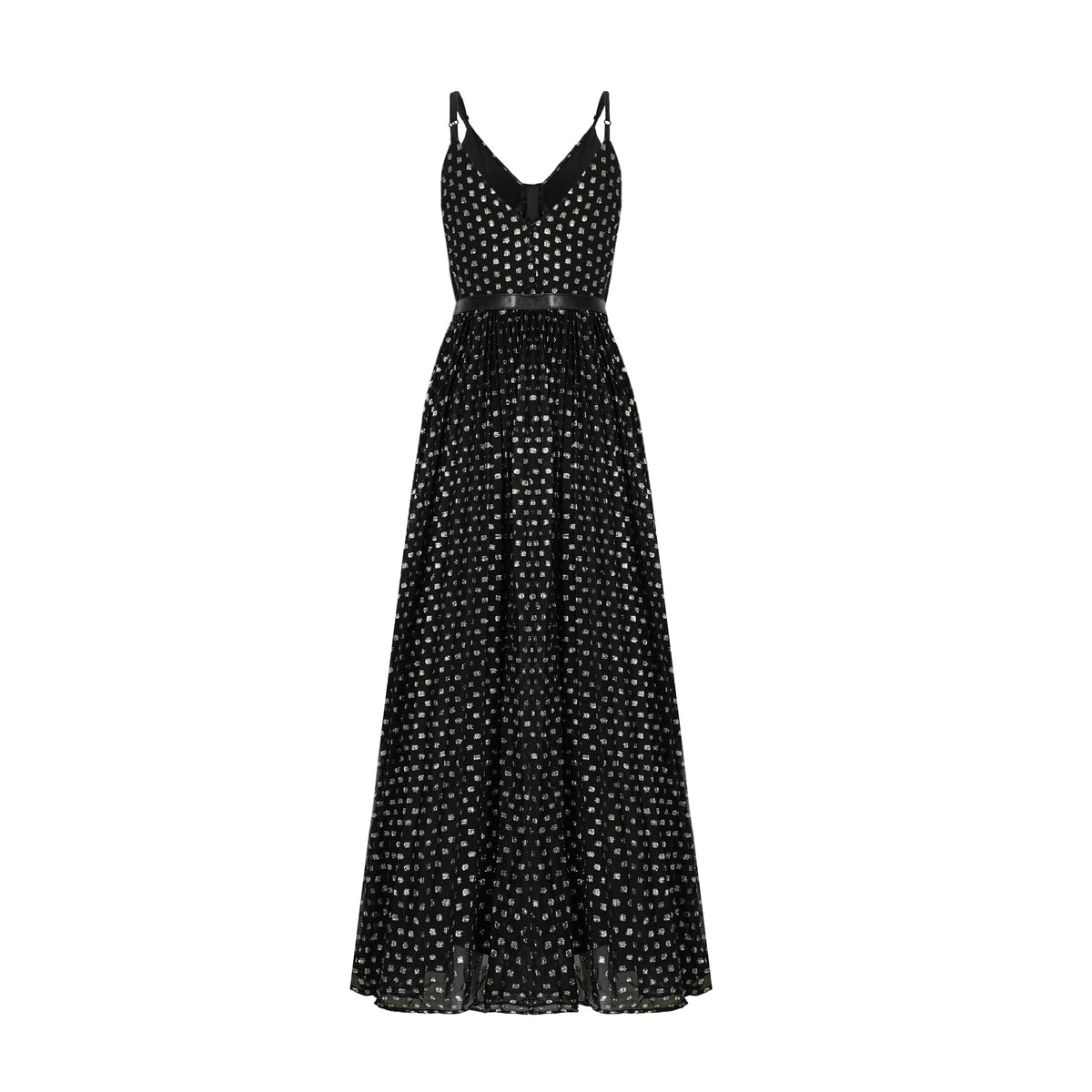Aloïse Black Polka Dot Pleated Midi Dress