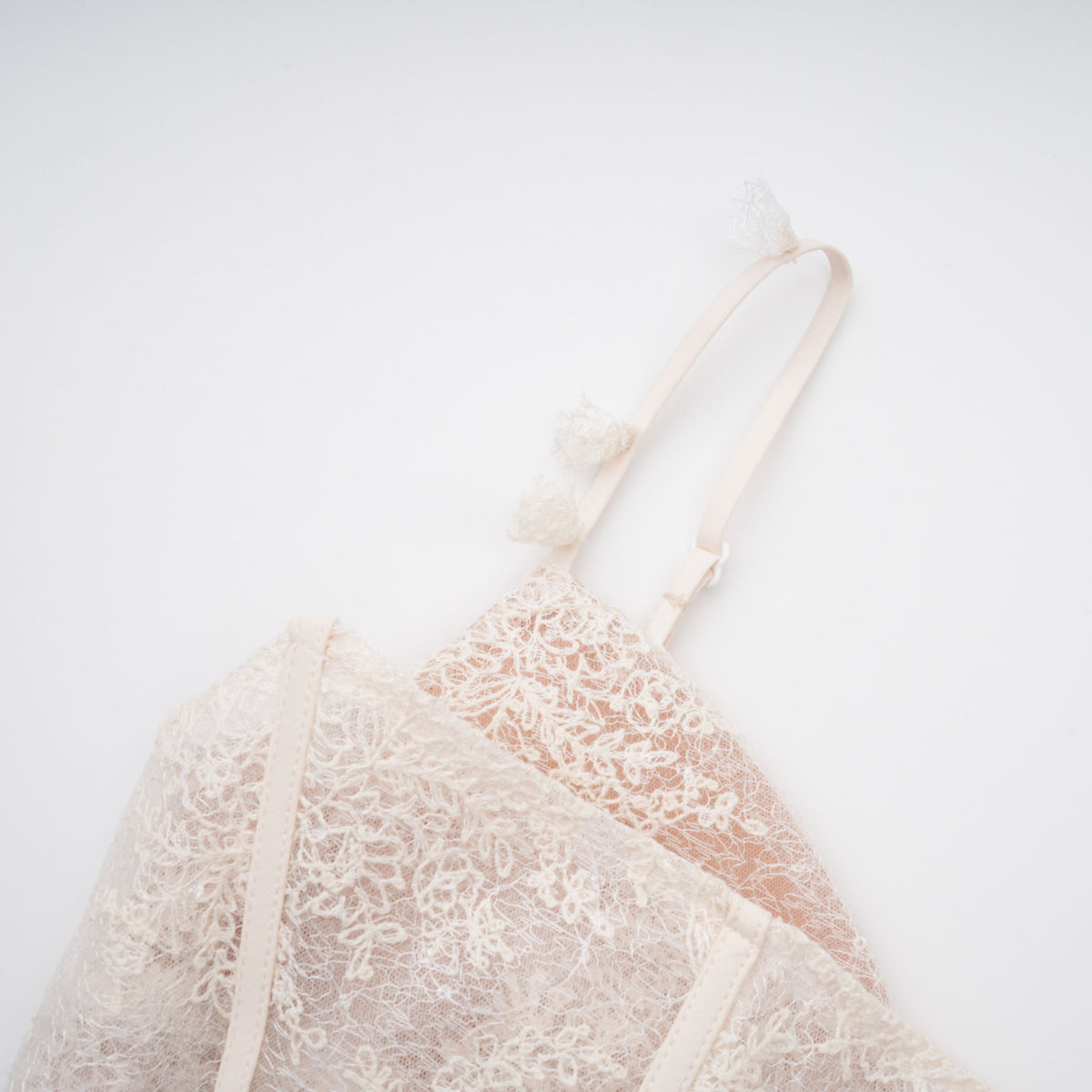 Mira Neutrals Lace Panel Tulle Midi Dress