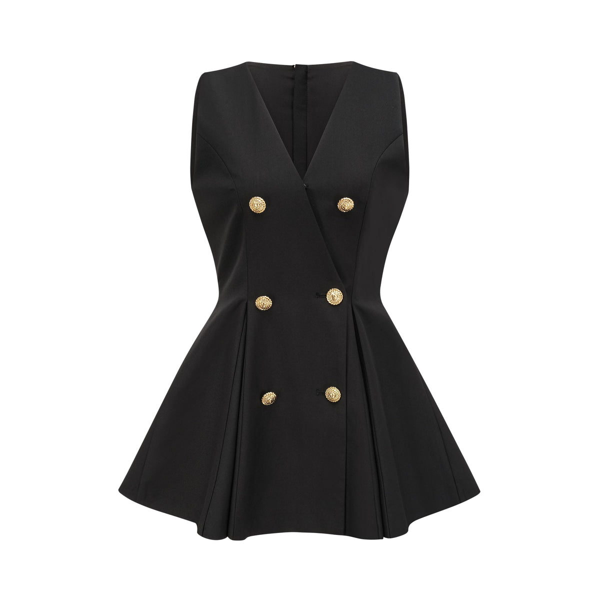 Amira double-breasted flared mini dress - Black