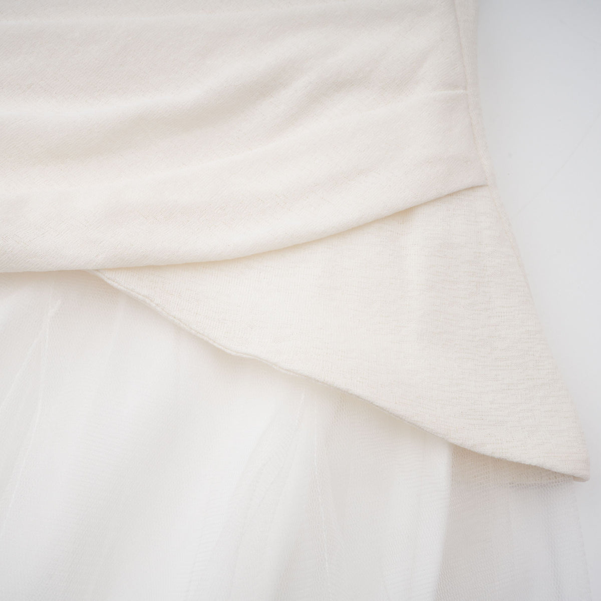 Lark White Tulle Panel Knit Midi Dress