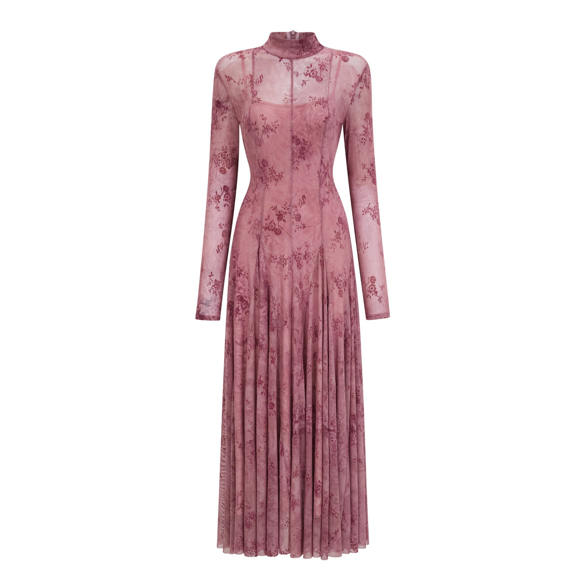 Ariadne Pink Flocked Tulle Maxi Dress (Final Sale-US Only)