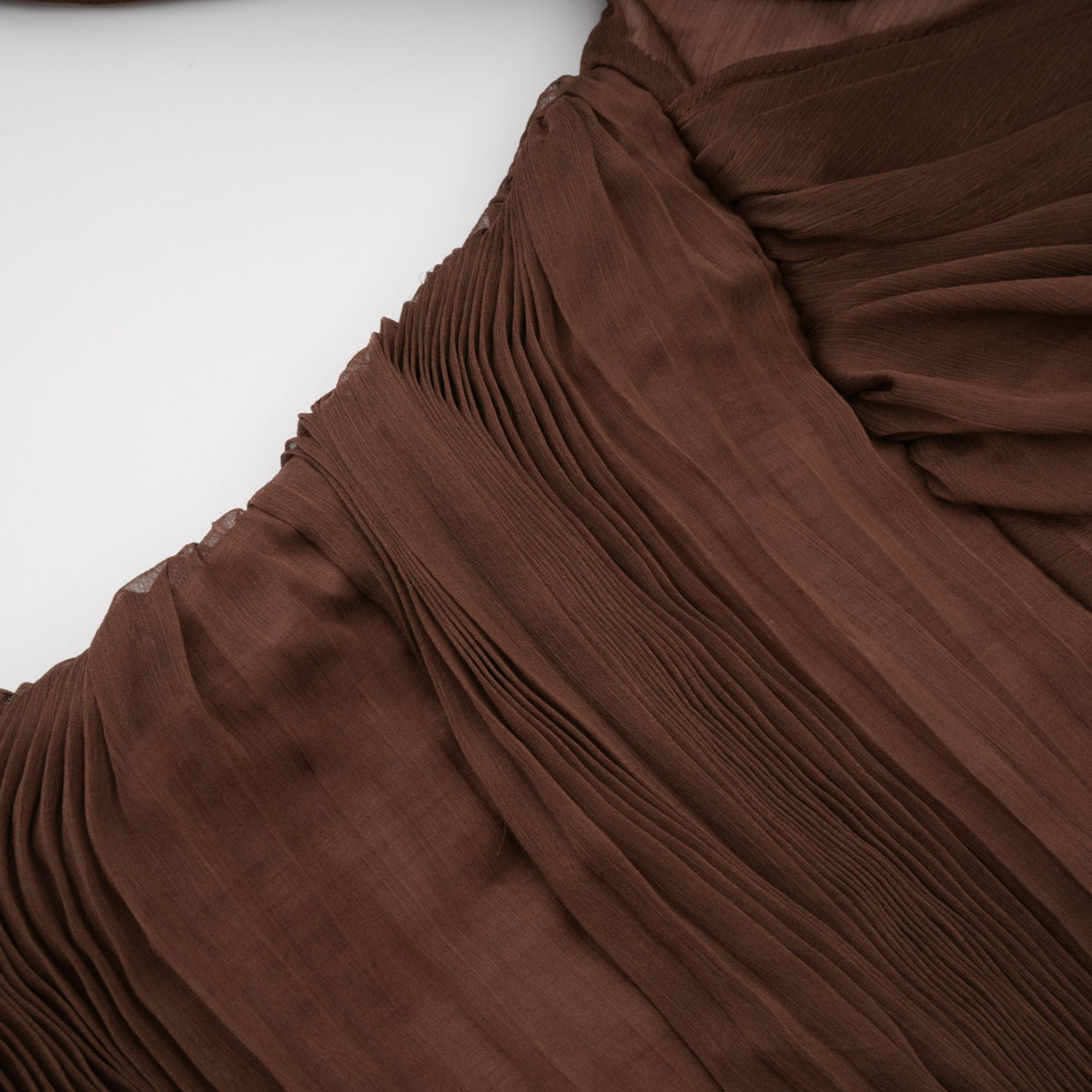Jade Brown Ruched Tulle Mini Dress