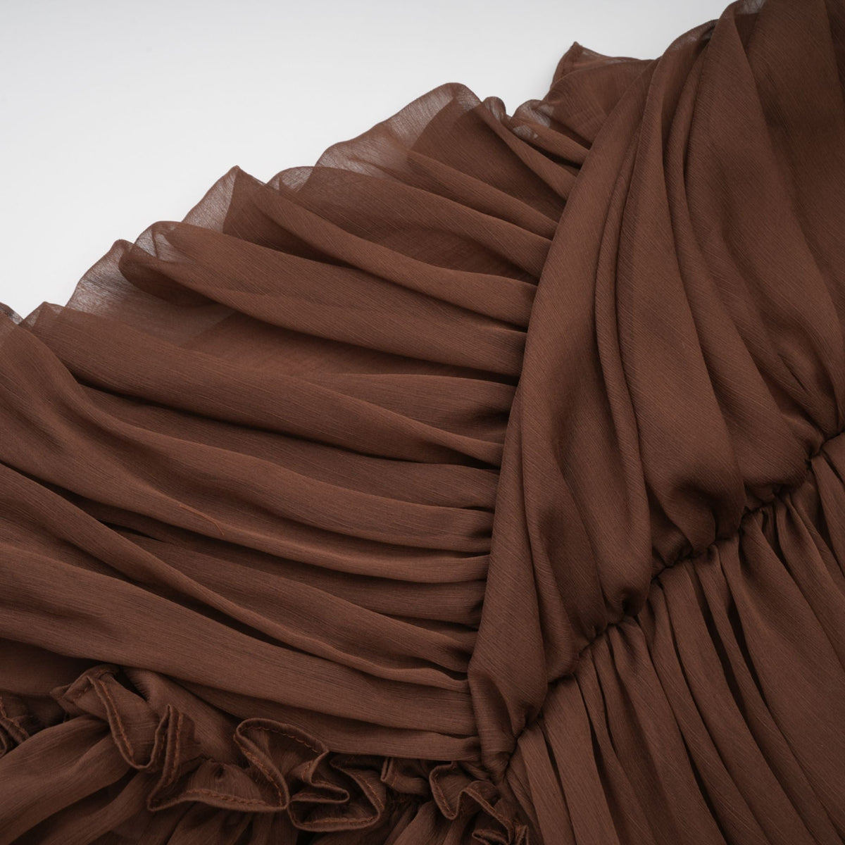 Jade Brown Ruched Tulle Mini Dress (Final Sale-US Only)