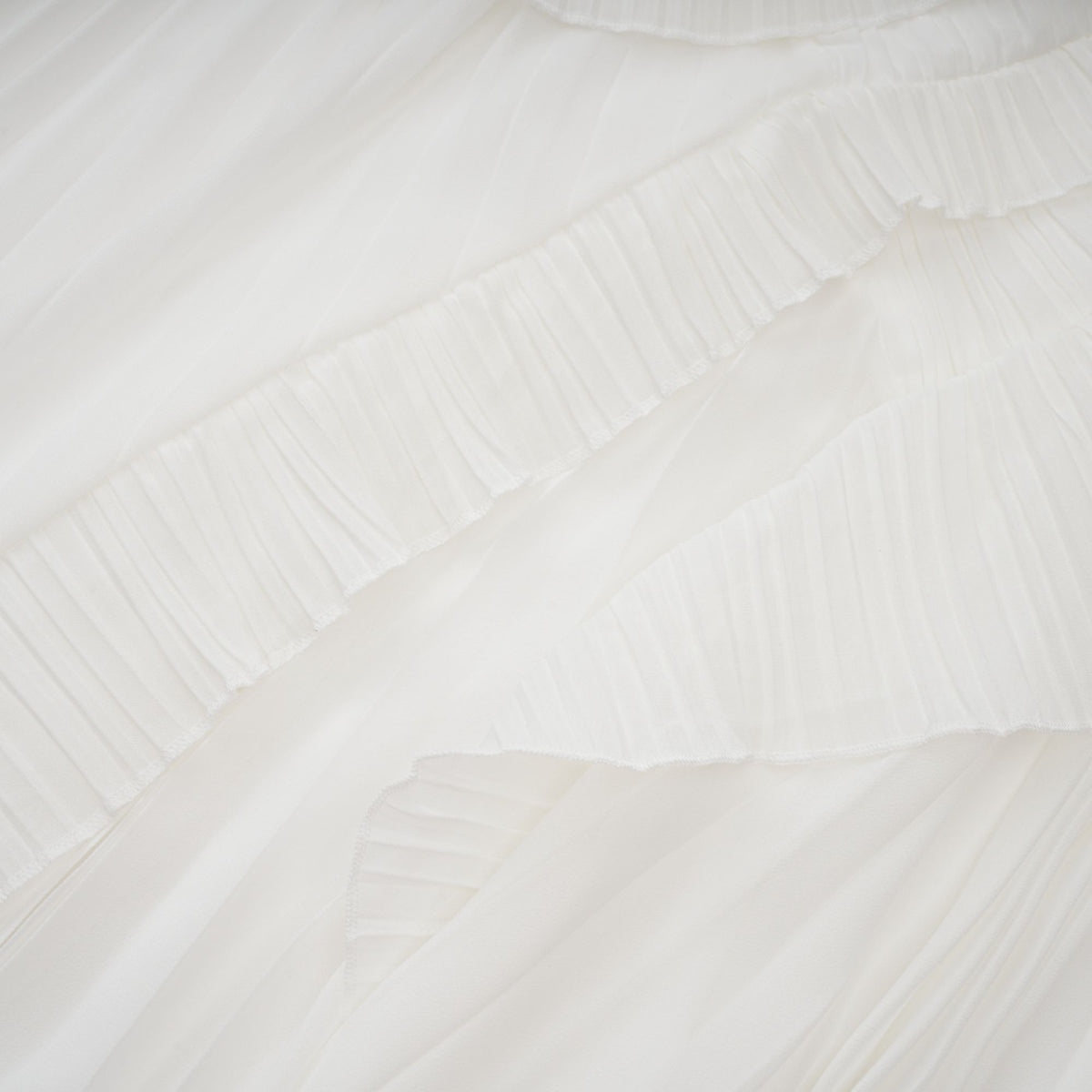 Doux White Ruffled Trim Pleated Midi Dress (Final Sale-US Only)