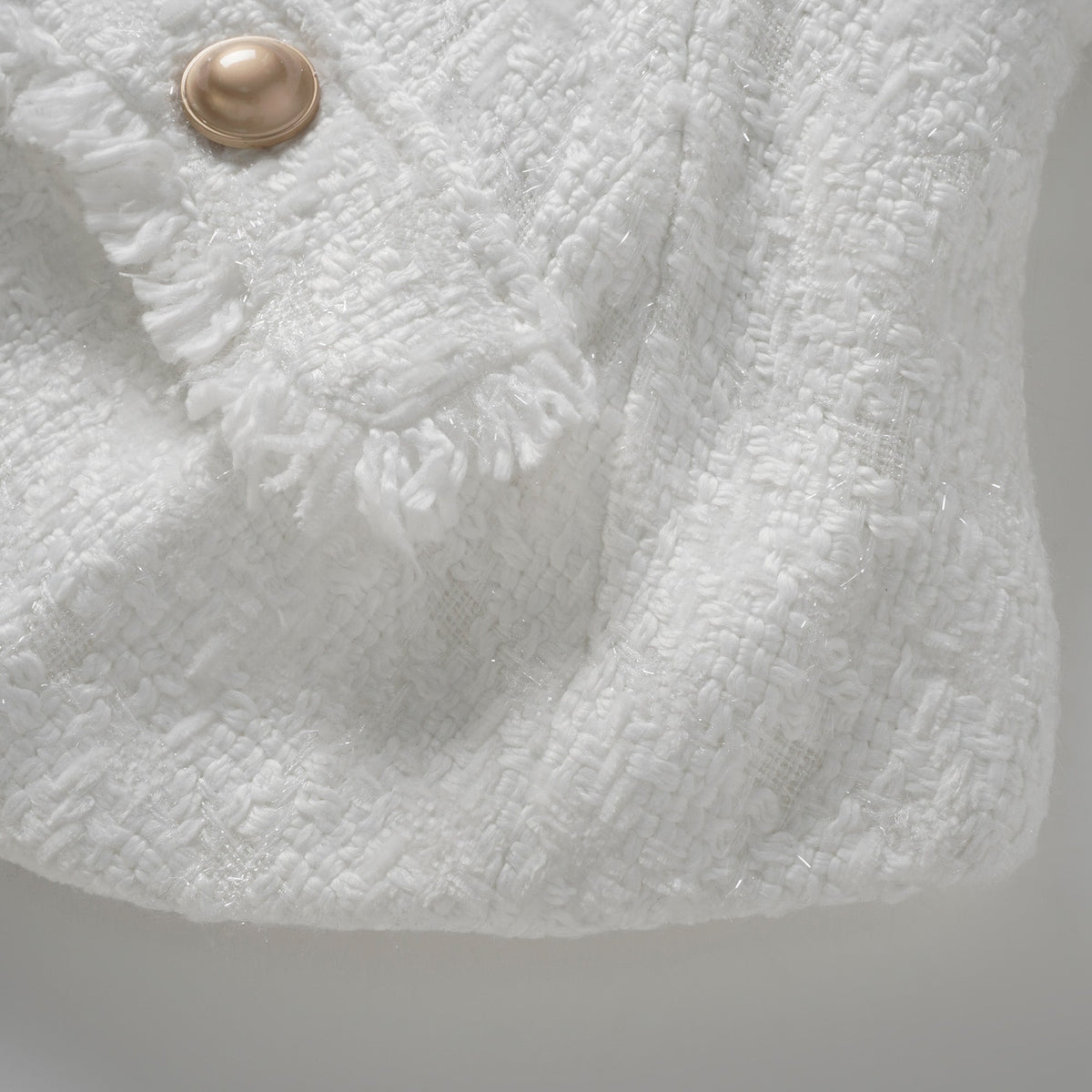 Séraphine White Frayed Tweed Jacket & Shorts Set