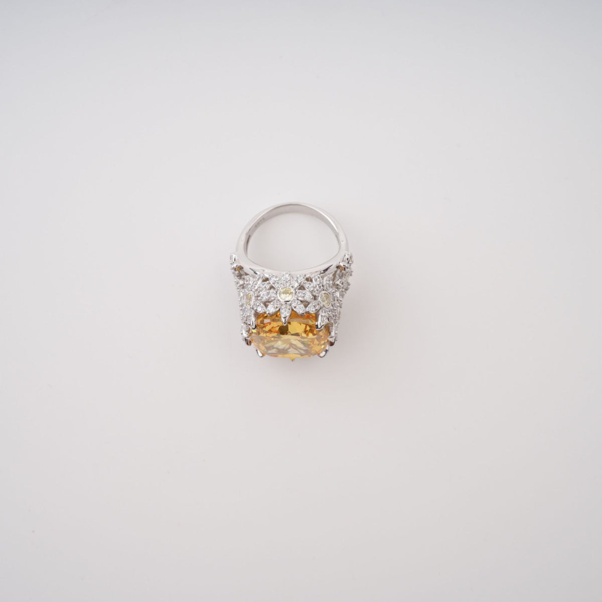 Amandine Yellow Halo-Set Gemstone Ring