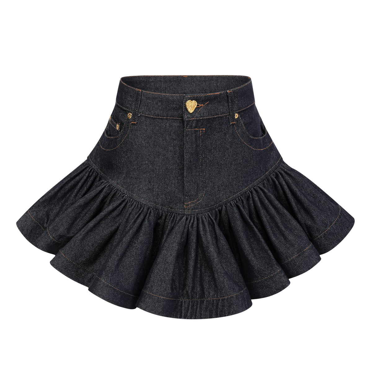 Florence Indigo Blue Ruffled Denim Mini Skirt