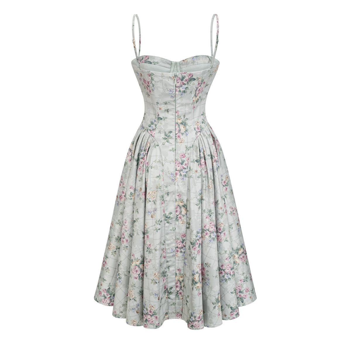 Prunelle sage-green floral-print shirred midi dress (Final Sale)