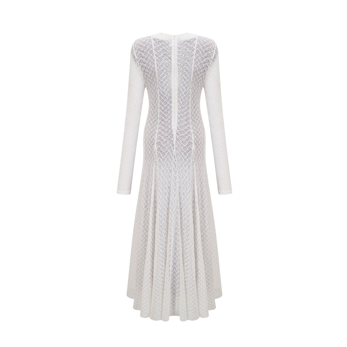 Athena wavy-pattern lace maxi dress in White