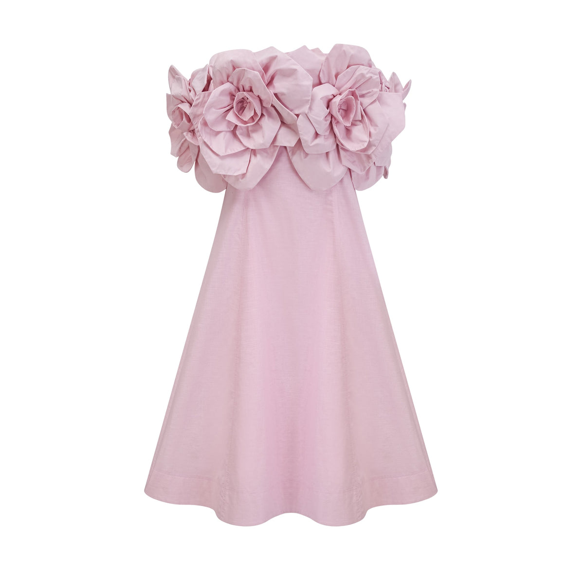 Juliette pink off-shoulder 3D-petal midi dress
