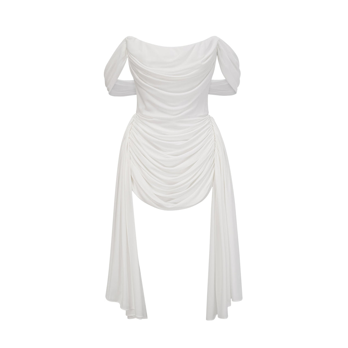 Gitta white ribbon-design ruched mini dress (Final Sale-US Only)
