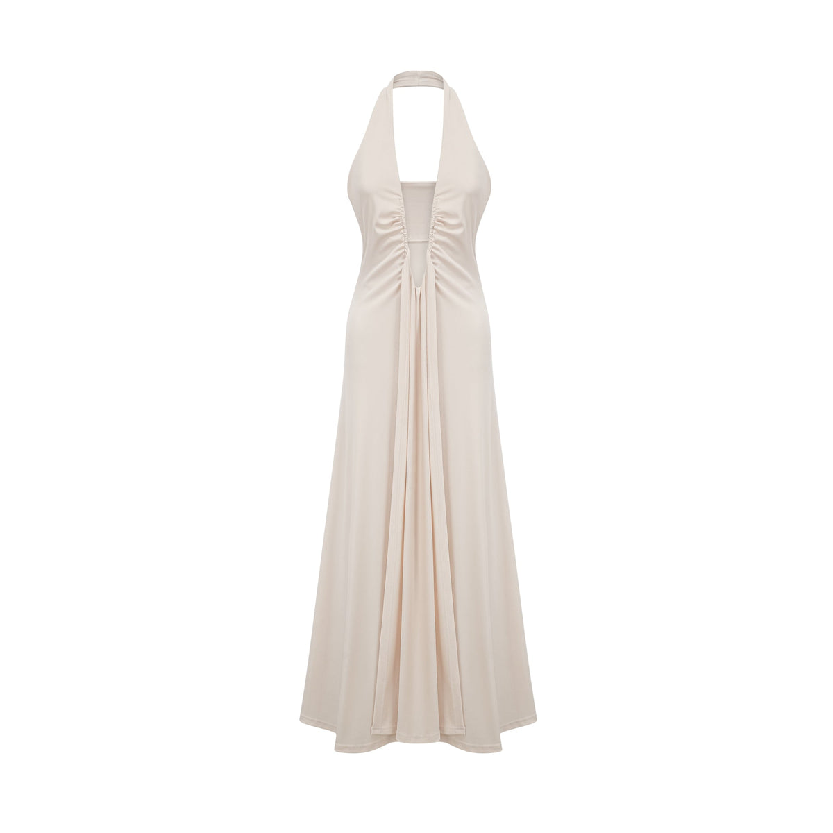 Géraldine white deep V-neck draped maxi dress (Final Sale-US Only)