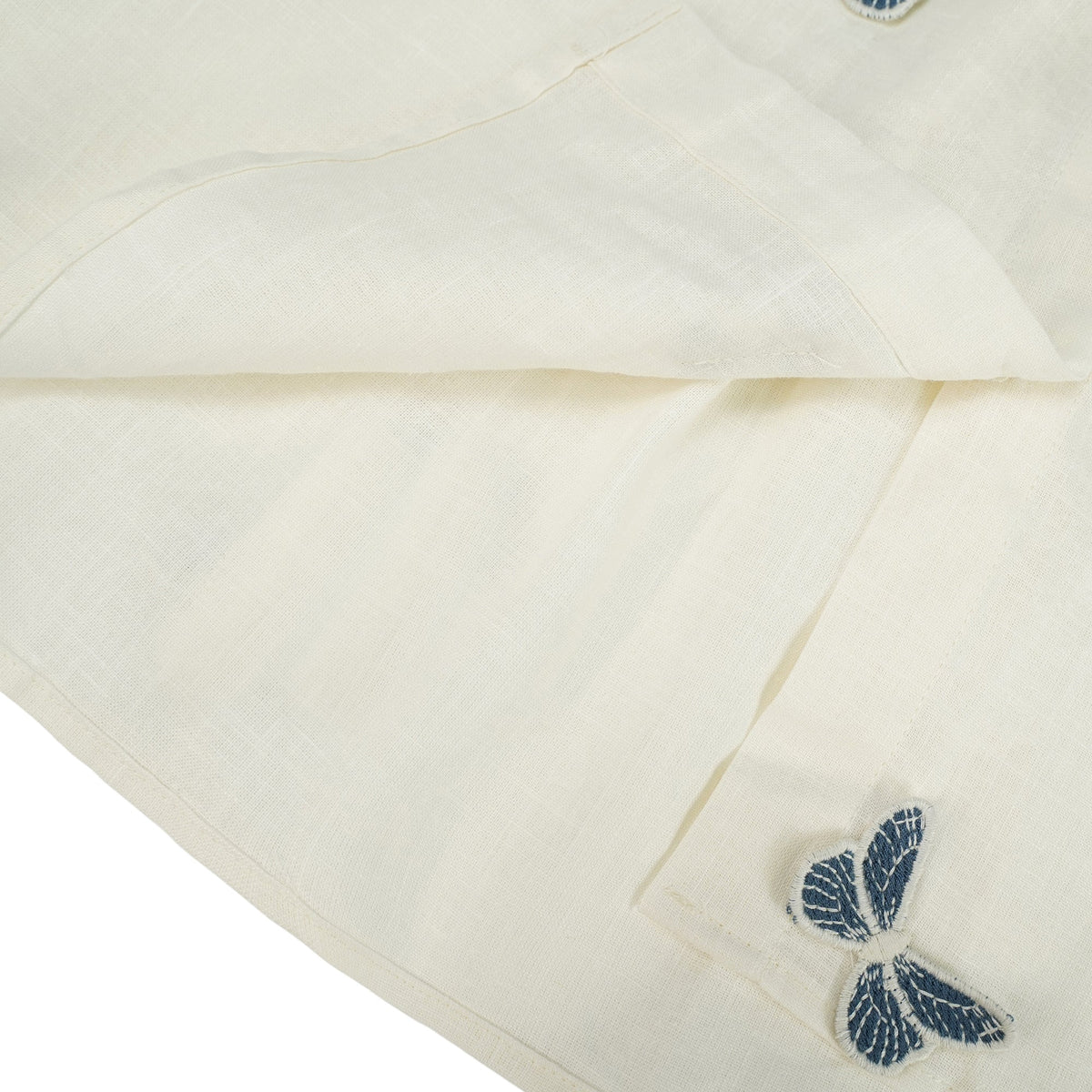 Ophélie White Butterfly Embroidered Shirt & Shorts Set
