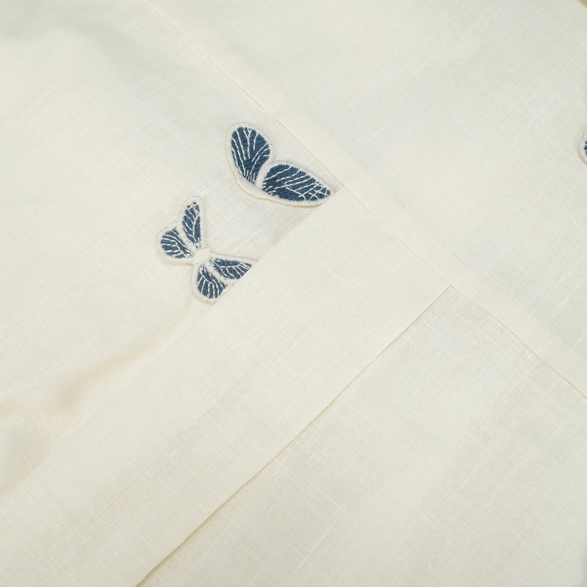 Ophélie White Butterfly Embroidered Shirt & Shorts Set