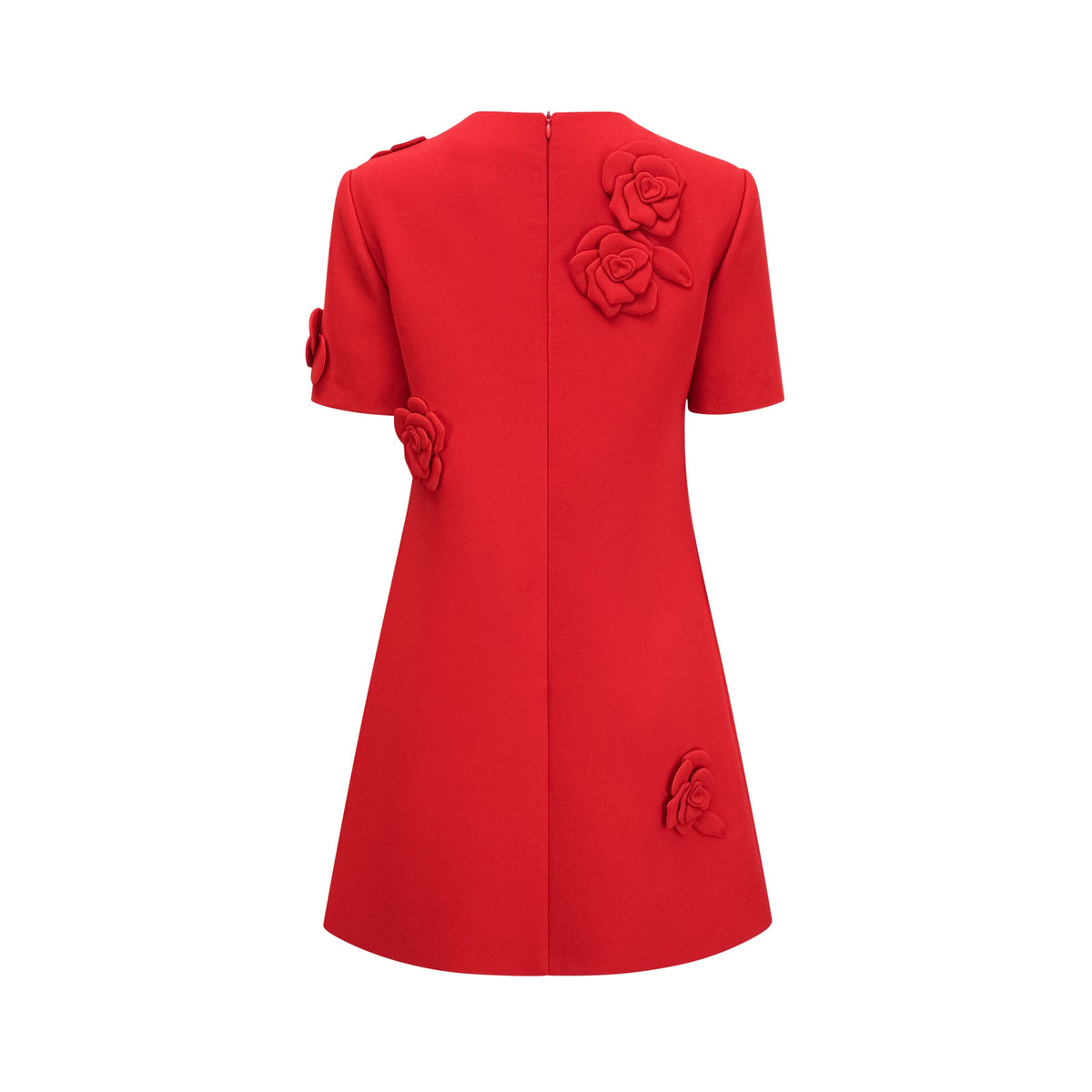 Calista red floral-detail short-sleeve mini dress