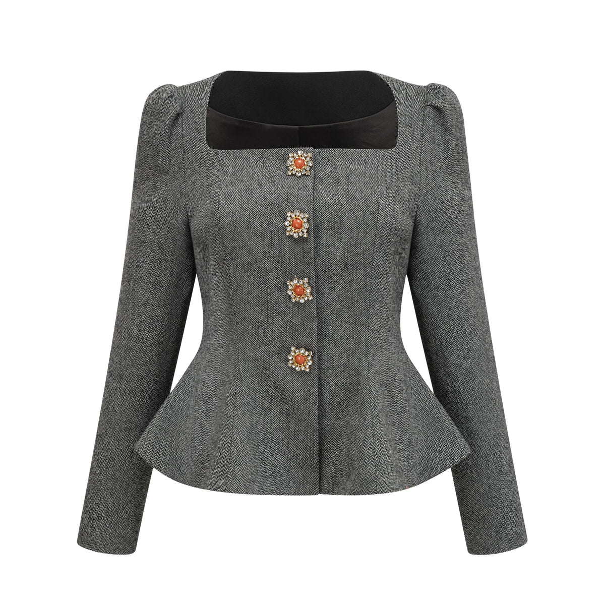 Agathe grey herringbone top & shorts matching set (Final Sale-US Only)