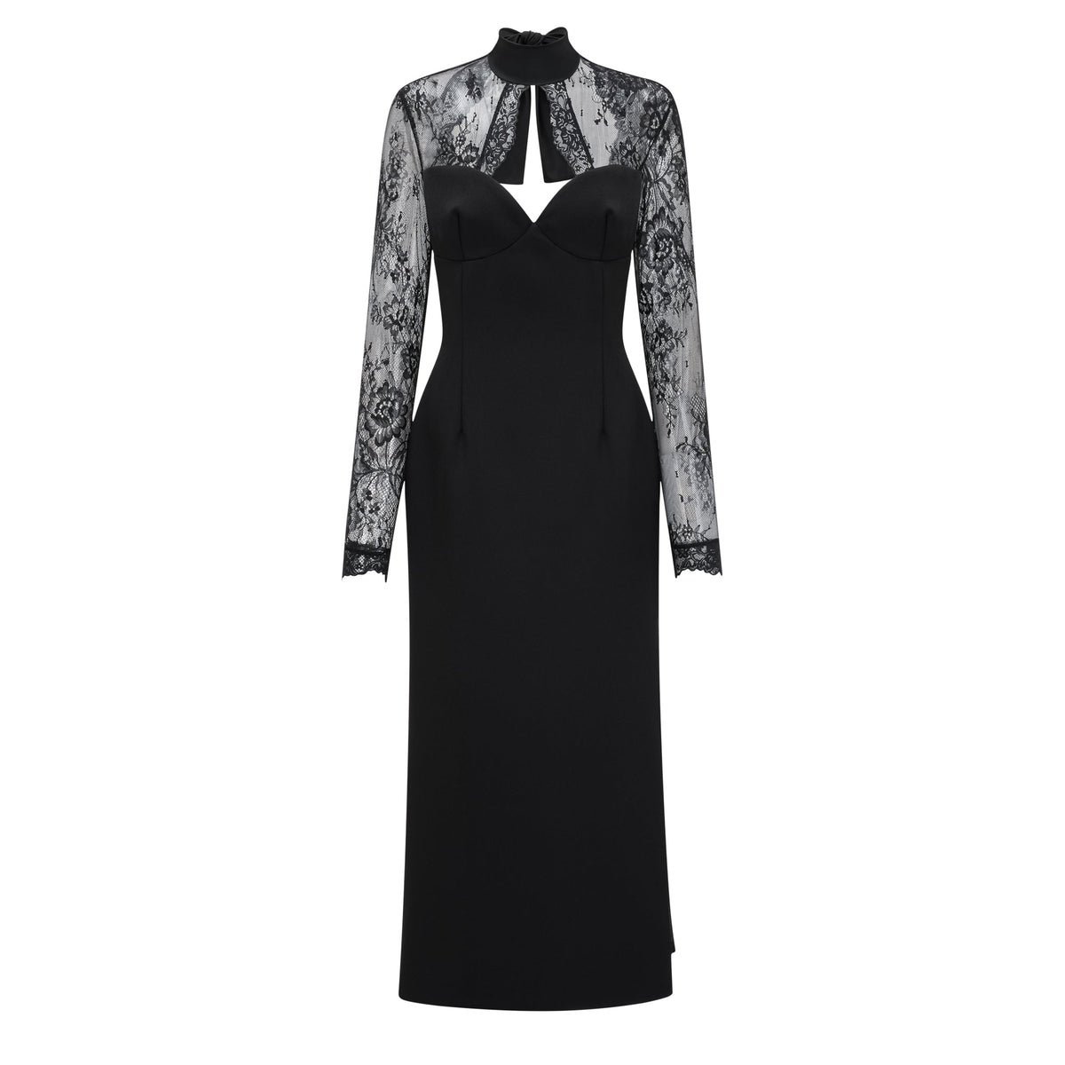 Quitterie Black Lace Panel Maxi Dress (Final Sale-US Only)