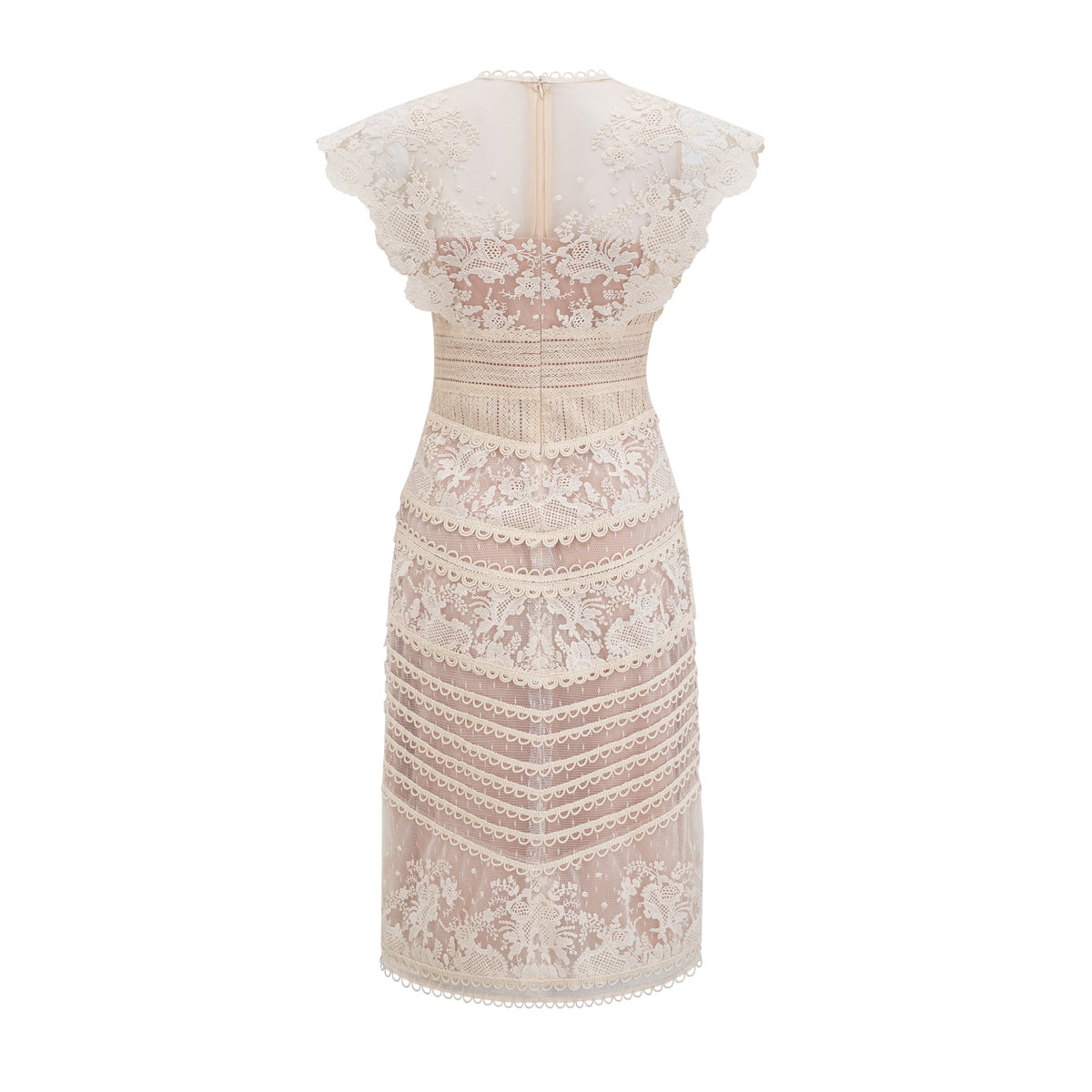 Fleur floral-embroidered lace midi dress in Neutrals (Final Sale-US Only)