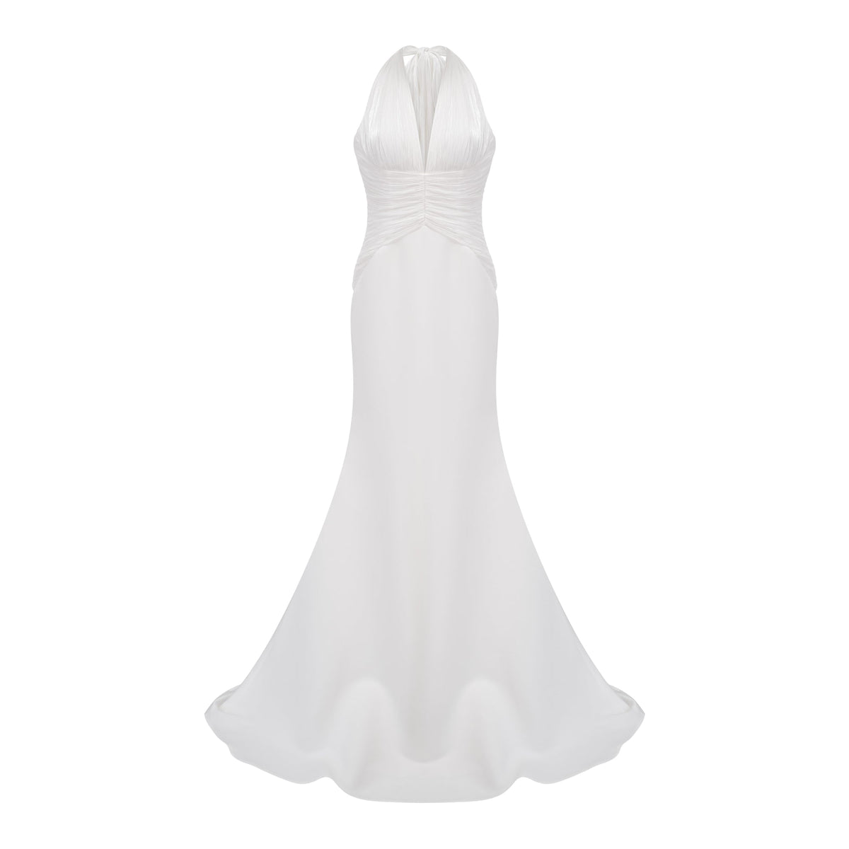Emmeline White Train Design Gathered Maxi Dress (Final Sale-US Only)