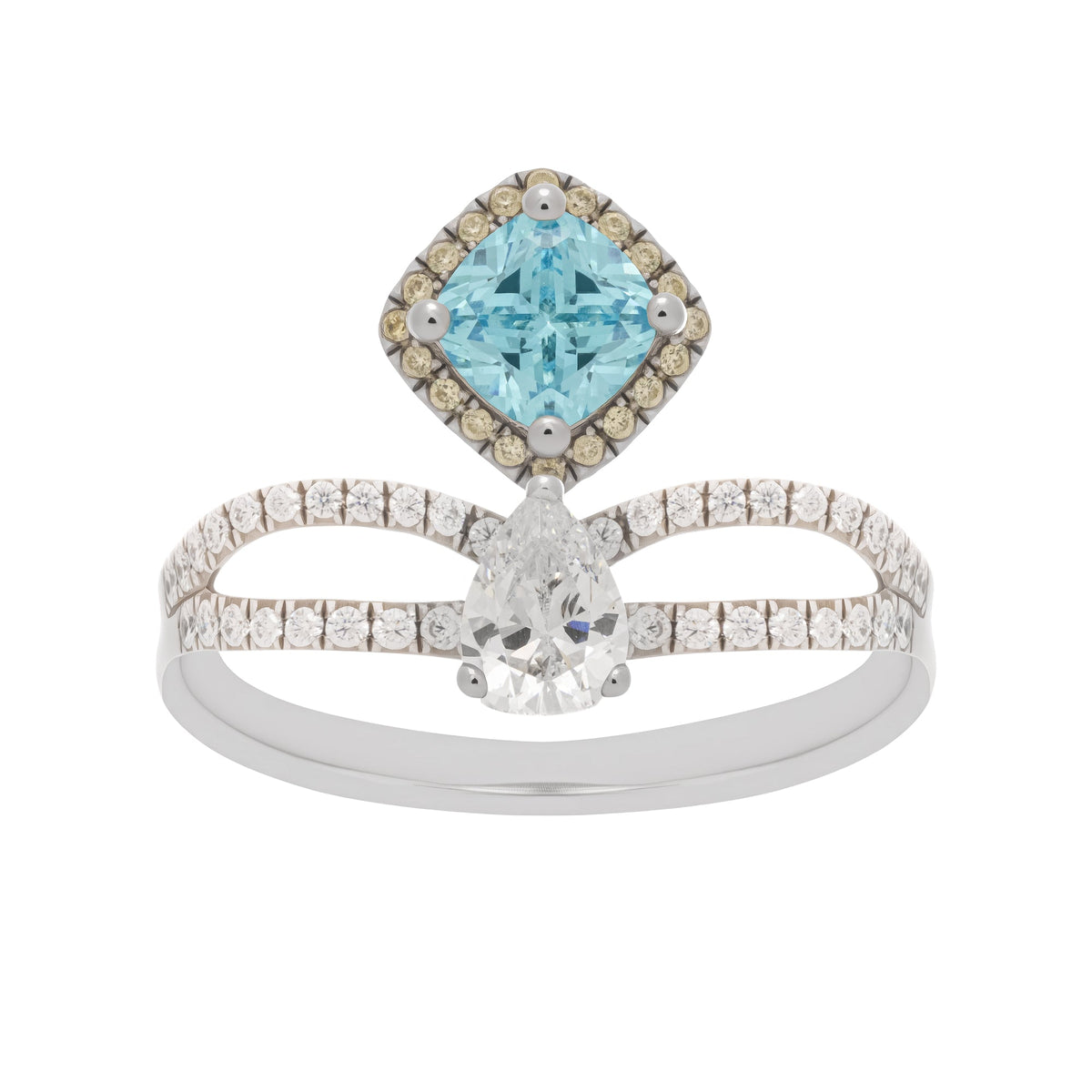 Eloïse Blue Crystal Embellished Sterling Silver Ring