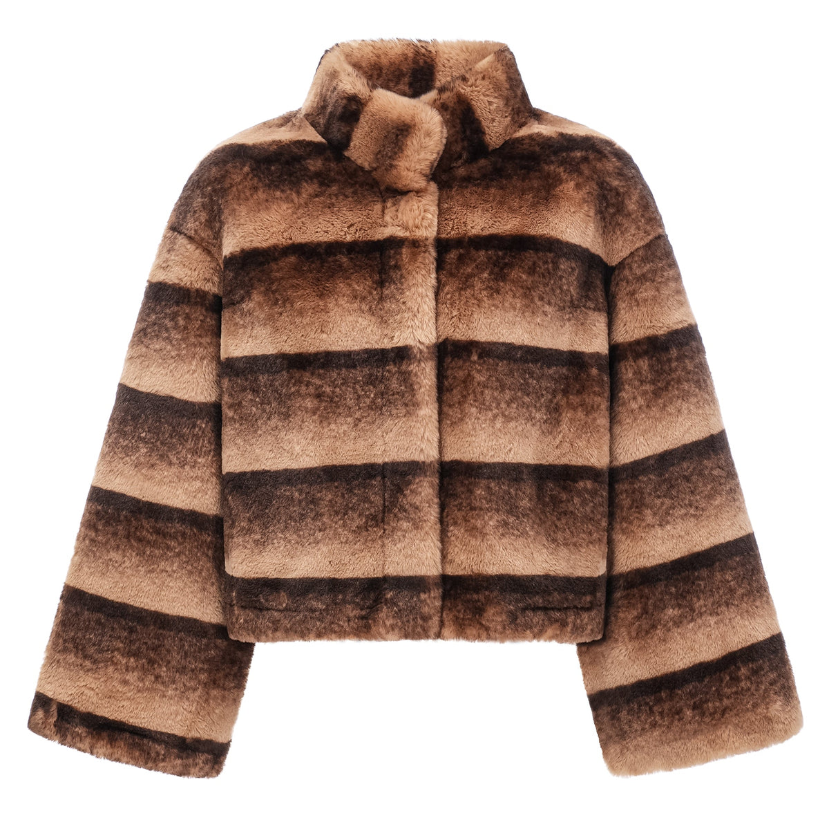 Alina Brown Gradient Faux Fur Short Coat