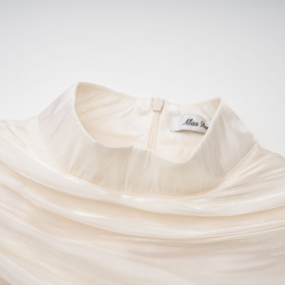 Gustave Neutral Ruched Cape Ruffled Maxi Dress (Final Sale-US Only)