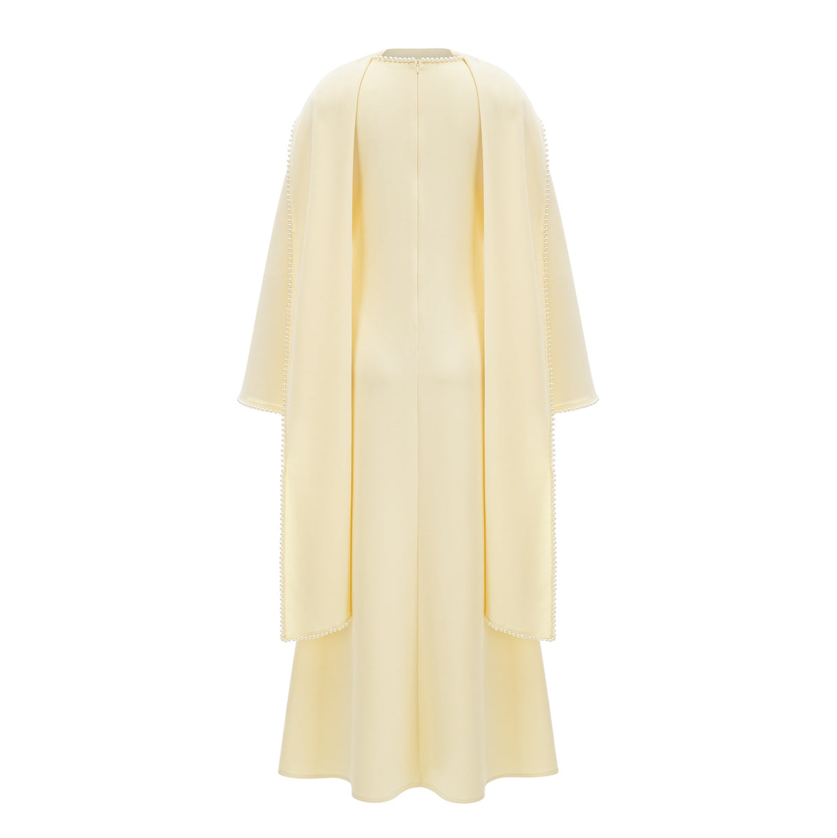 Piroska Yellow Pearl Trim Shawl Detail Maxi Dress (Final Sale-US Only)