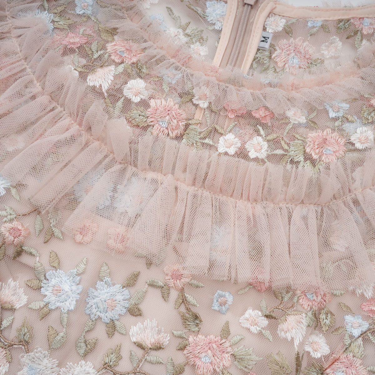 Kévina floral-embroidered tiered ruffled midi dress (Final Sale-US Only)