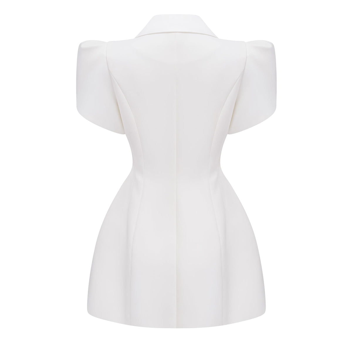 Acharya White Shawl Lapel Mini Dress