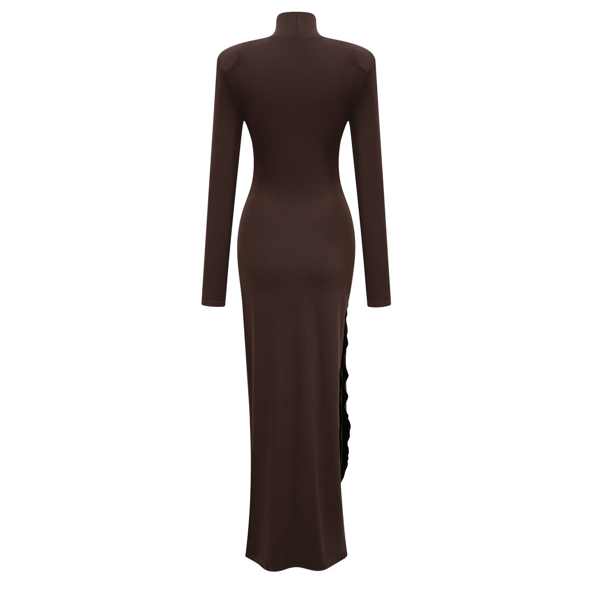 Neve Brown High Neck Twist Knot Maxi Dress