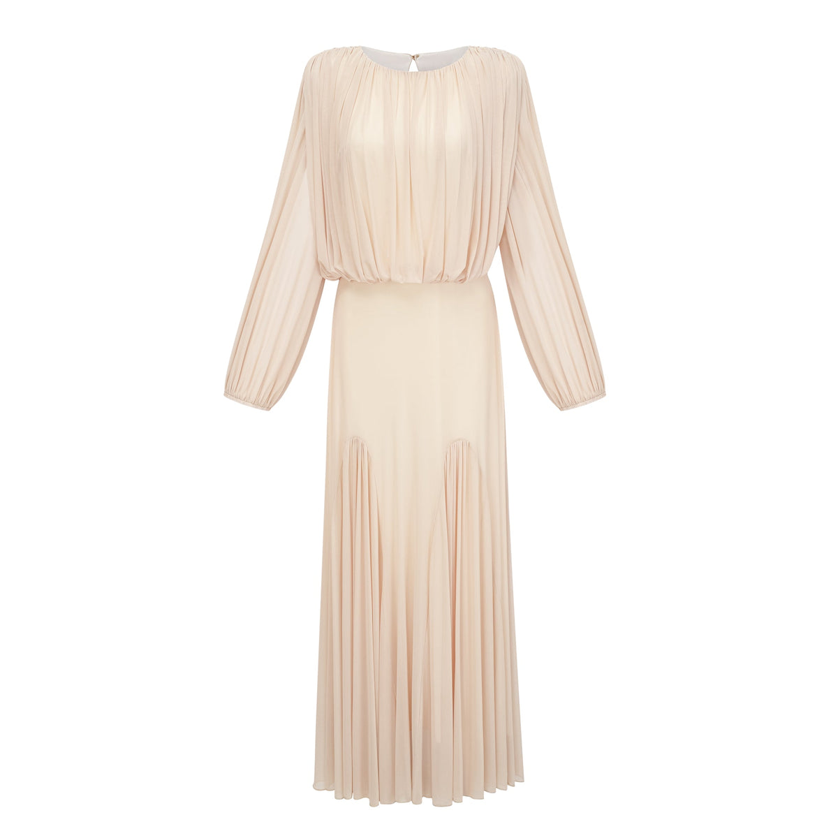 Annabelle Yellow Lantern Sleeve Pleated Maxi Dress