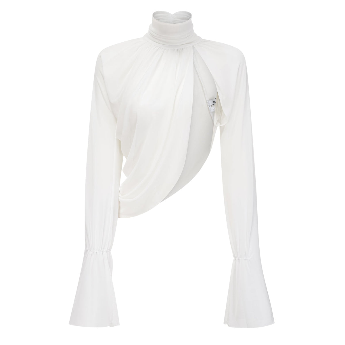 Giuseppina White High Neck Cut-Out Top & Skirt Set