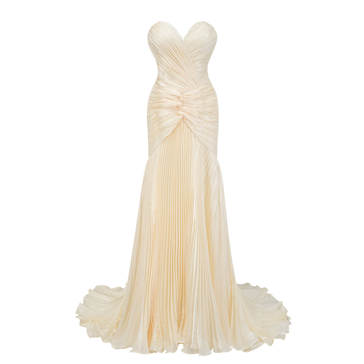 Roxane Yellow Cinched Waist Ruched Maxi Dress