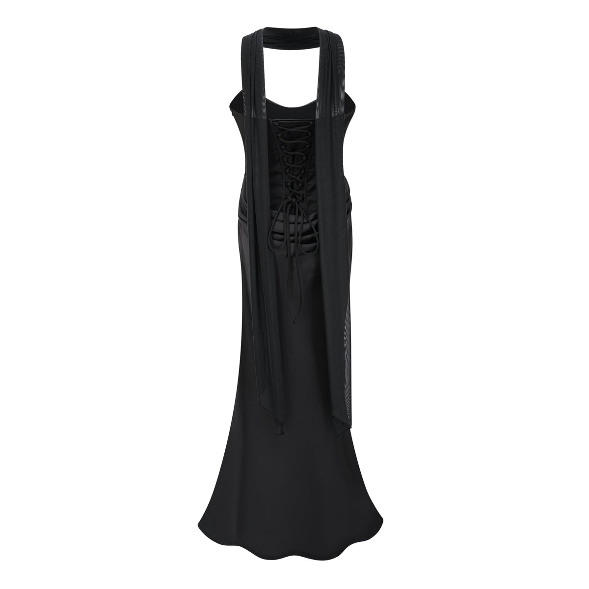 Berit Black Scarf Off Shoulder Ruched Maxi Dress (Final Sale-US Only)