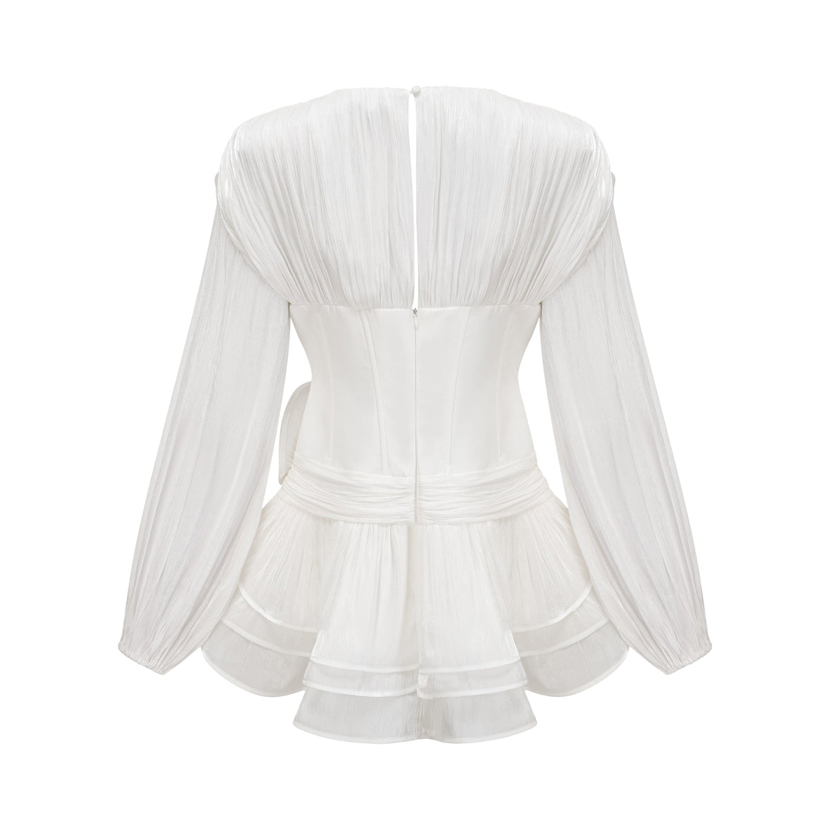 Rosier white fully-pleated cinched mini dress