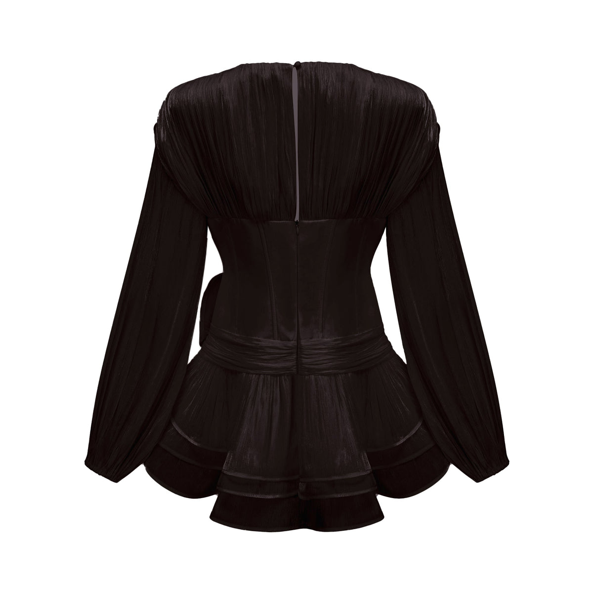 Rosier Black Fully Pleated Cinched Mini Dress (Final Sale-US Only)