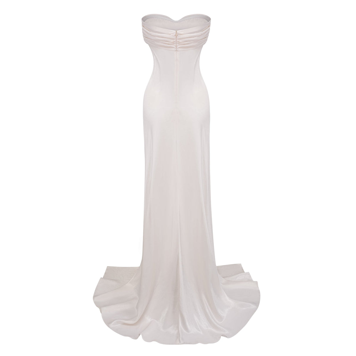 Lilla Beige Strapless Ruffled Satin Maxi Dress (Final Sale-US Only)