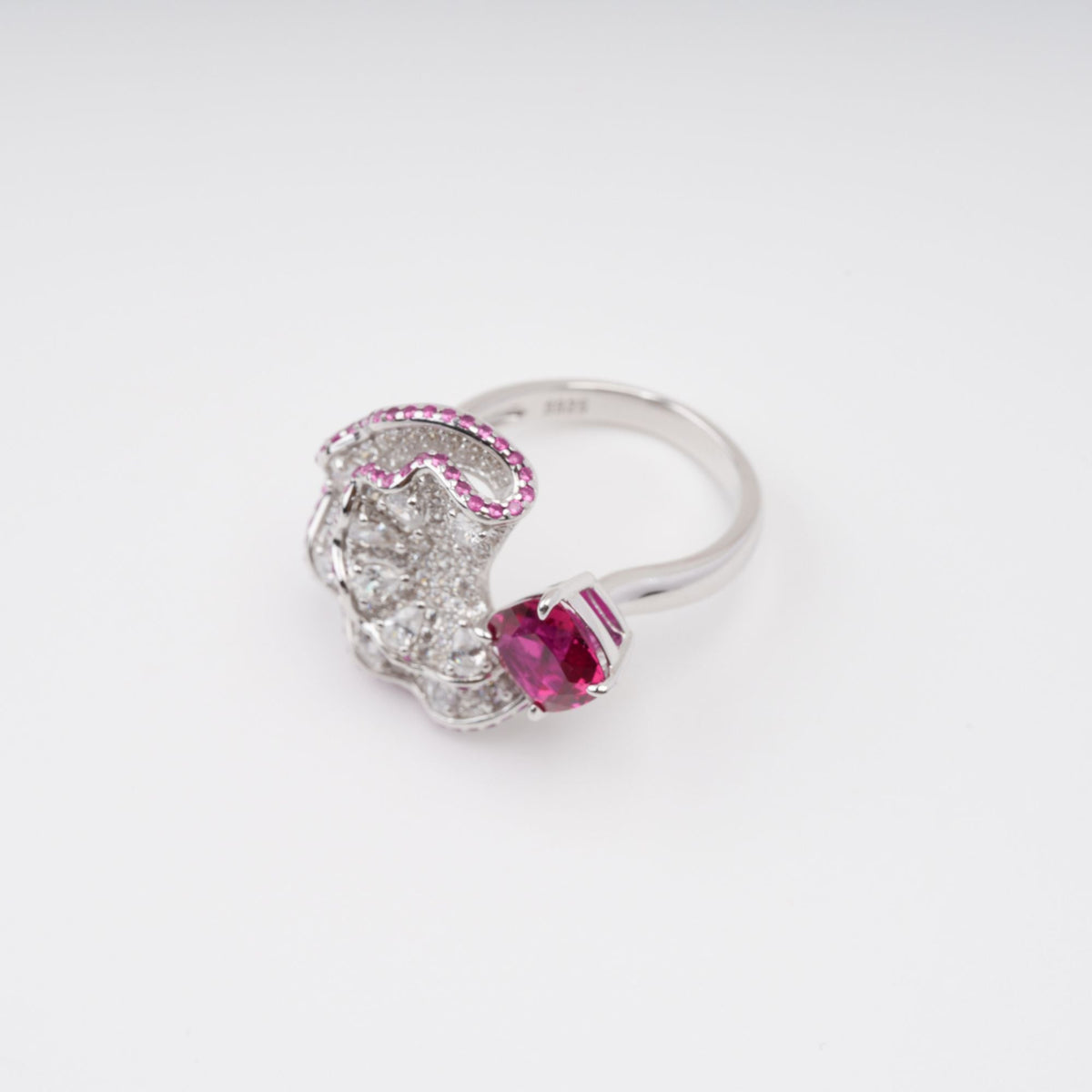 Daphné Rose Pink Moonlit Wave Adjustable Sterling Silver Ring