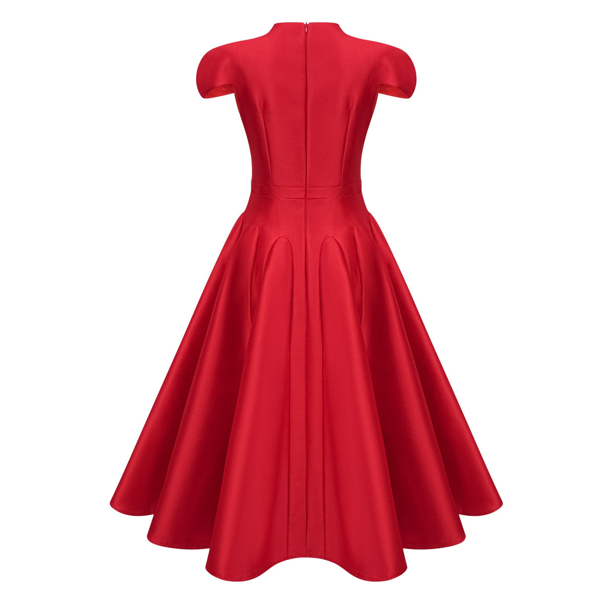 Aventin Red Godet Design Midi Dress (Final Sale-US Only)