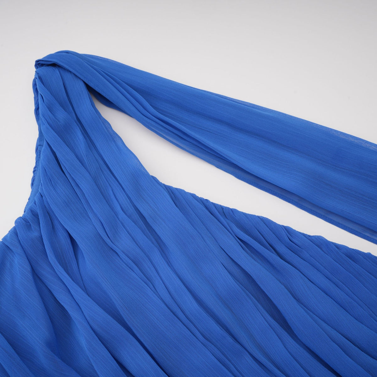 Faustine Blue Cape Design Ruched Maxi Dress (Final Sale-US Only)