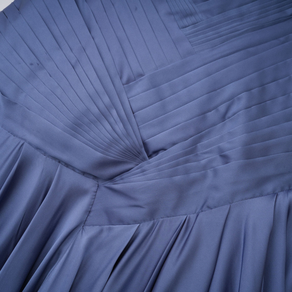 Angelína Blue Diagonal Pleated Gathered Maxi Gown (Final Sale-US Only)