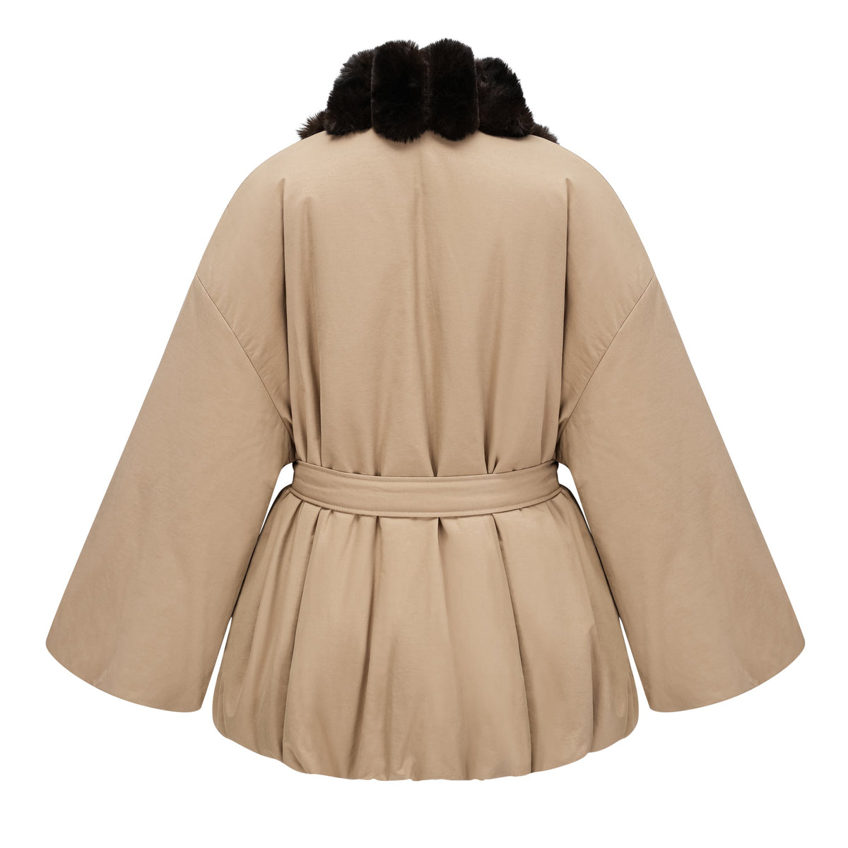 Ileana Khaki Fur Trim Bubble Down Jacket (Final Sale)