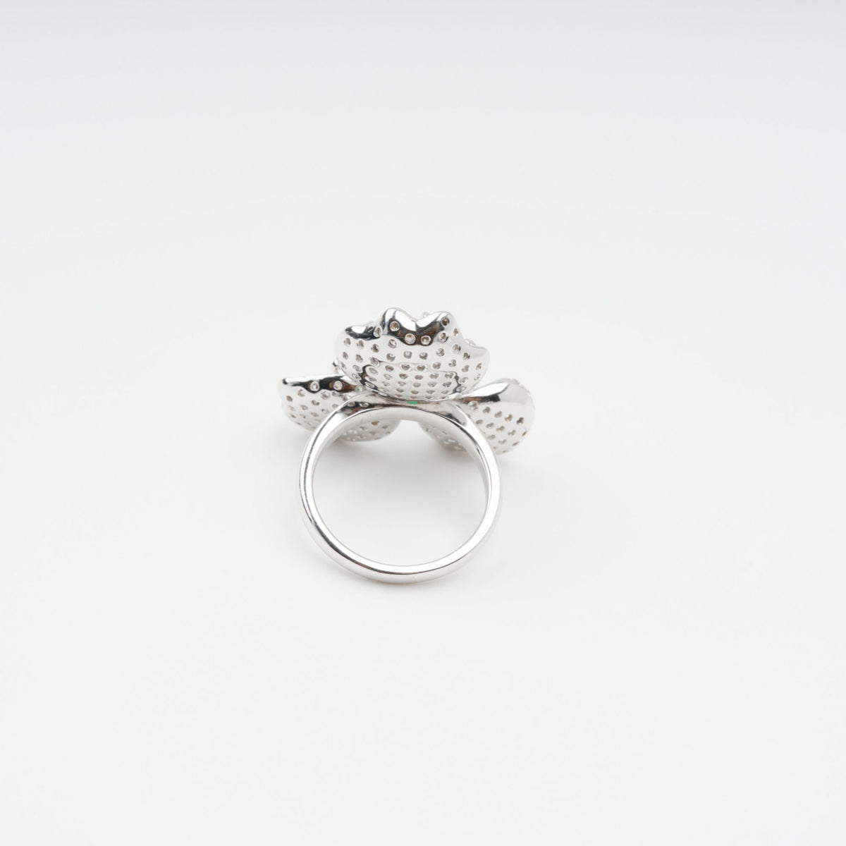 Carine Green Flower Shaped Zircon Gemstone Sterling Silver Ring
