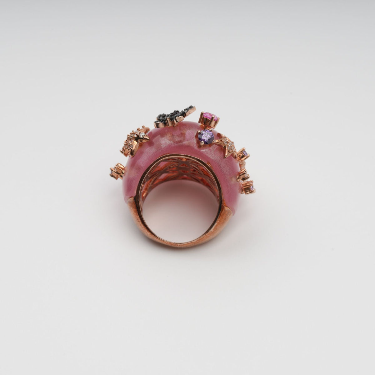 Radieuse Pink Curved Corner Opal Gemstone Ring