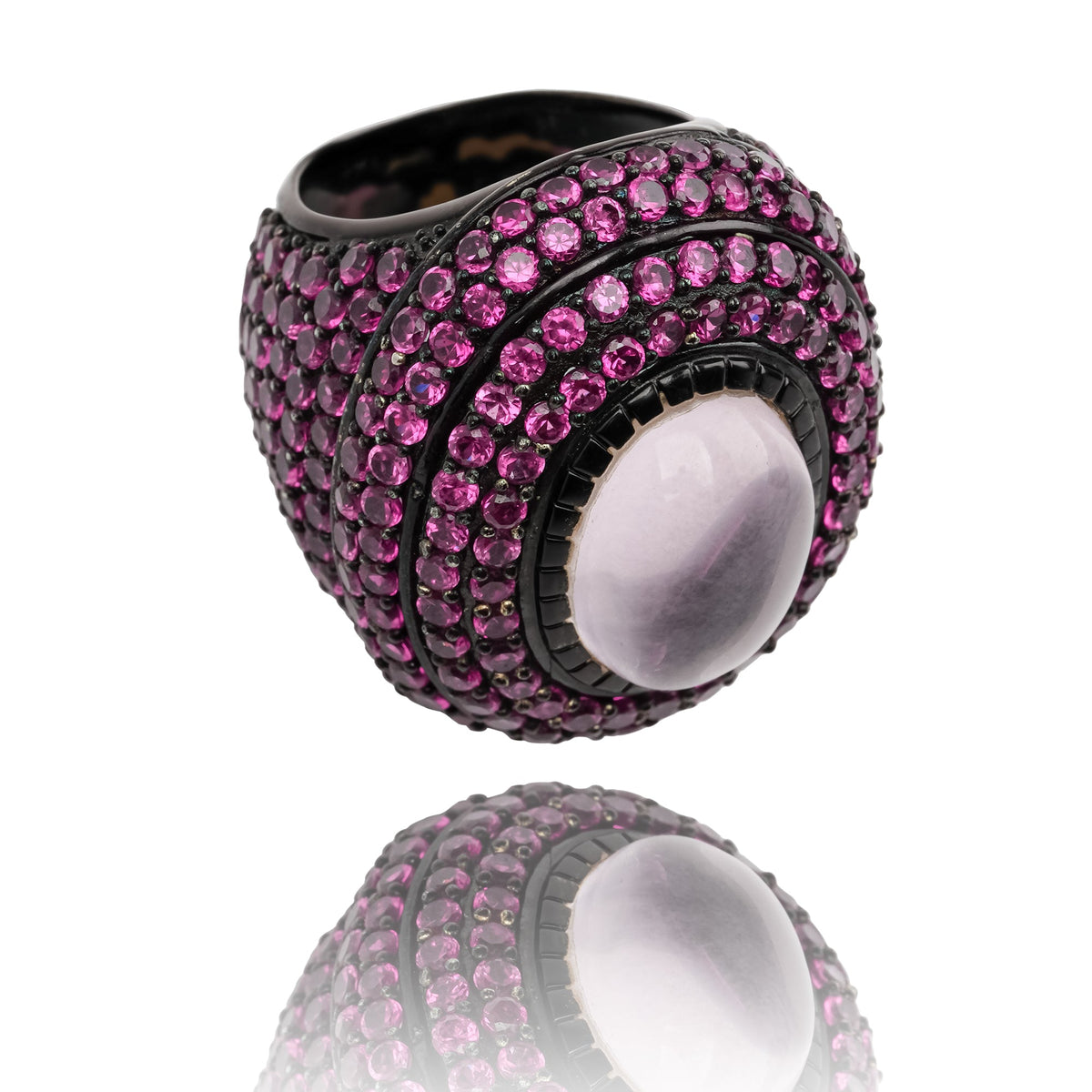 Orbite Pink Oval Quartz Gemstone Ring