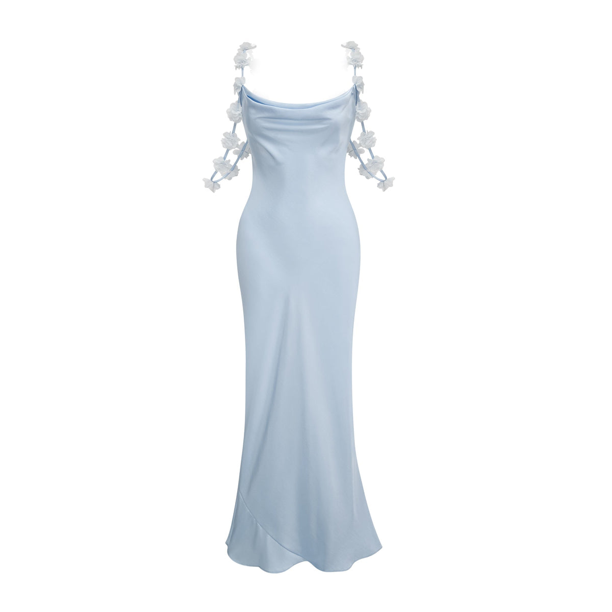 Capri floral-straps satin maxi dress